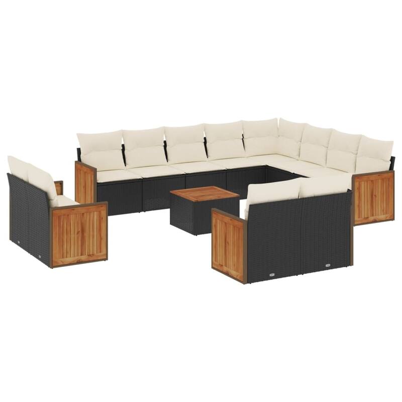 vidaXL Patio Sofa Set with Cushions Outdoor Conversation Furniture Poly Rattan