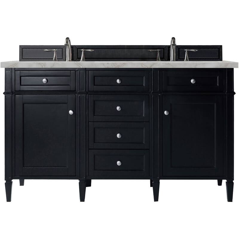 James Martin Vanities 650-V60D-FVSL Brittany 60" Free Standing Double - Black Onyx