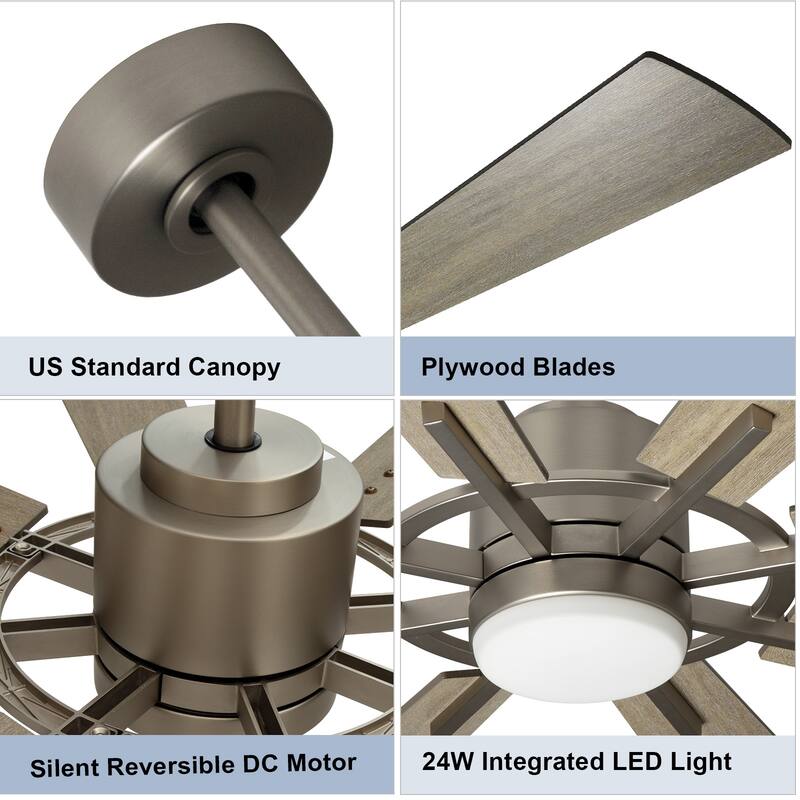 Remote Ceiling fan with Lights Large 8 Wooden Blades