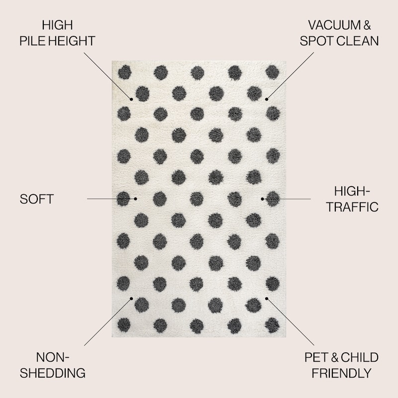 JONATHAN Y Caimari Modern Charcoal Dot Shag Area Rug