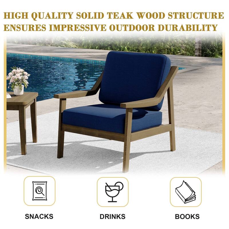 Outdoor Patio Club Chair Arm Lounge Cushion Chair (Set of 2)