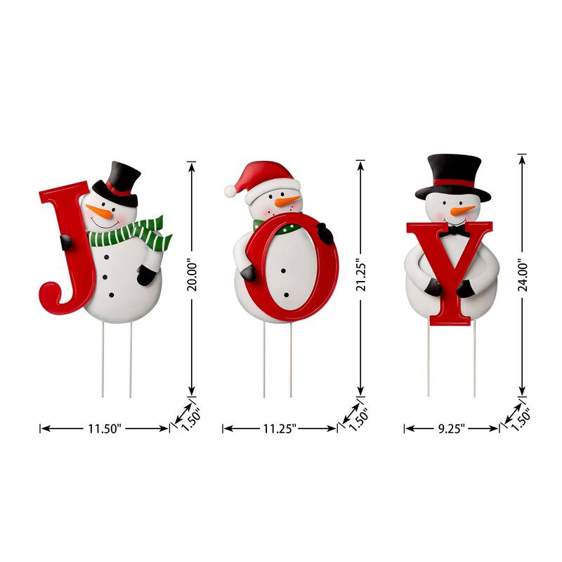 Glitzhome Metal "JOY" Snowman or Gingerbread Man Yard Stake