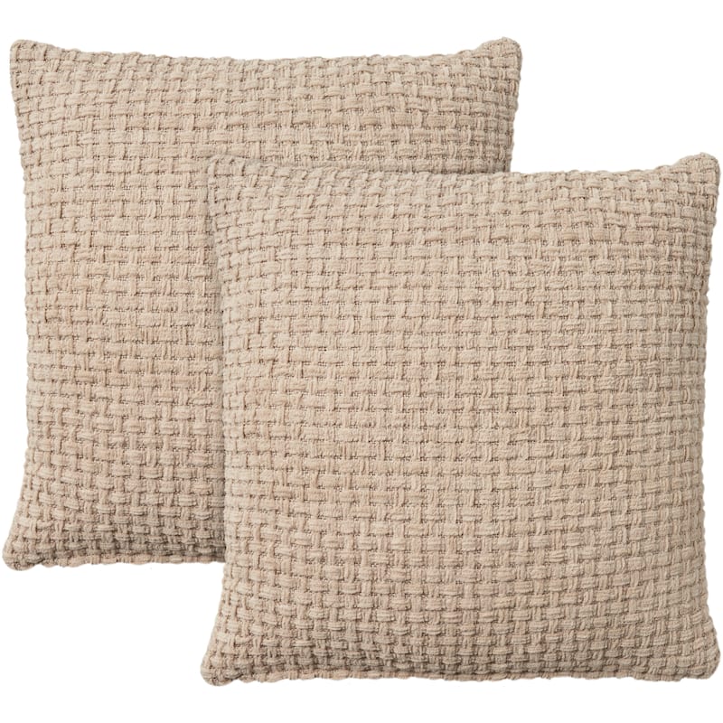 Mina Victory Lifestyle Woven Chenille 18" x 18" Set of 2 Indoor Throw Pillow - Beige - 18" x 18"
