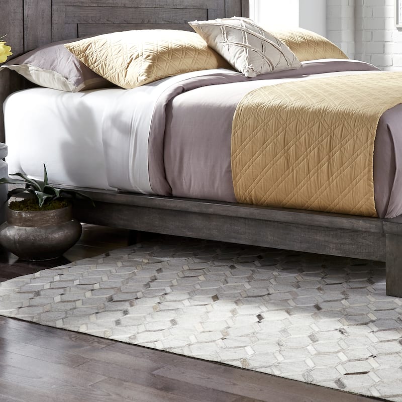 Modern Farmhouse Dusty Charcoal Distressed Queen Platform Bed