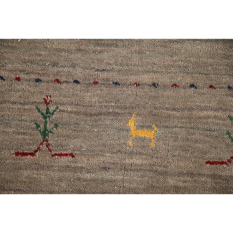 Tribal Gabbeh Accent Rug Handmade Oriental Wool Carpet - 2'10"x 4'11"