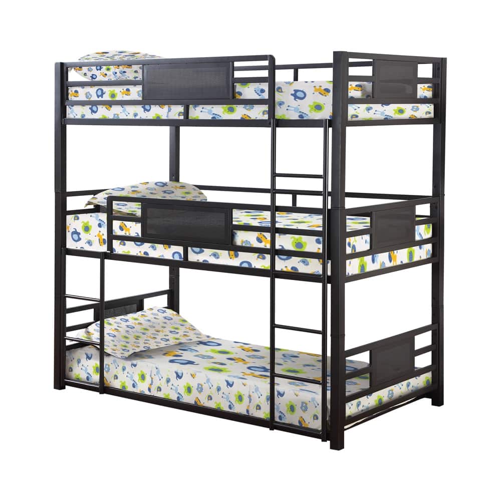 Rogen Dark Bronze Metal Frame Triple Bunk Bed