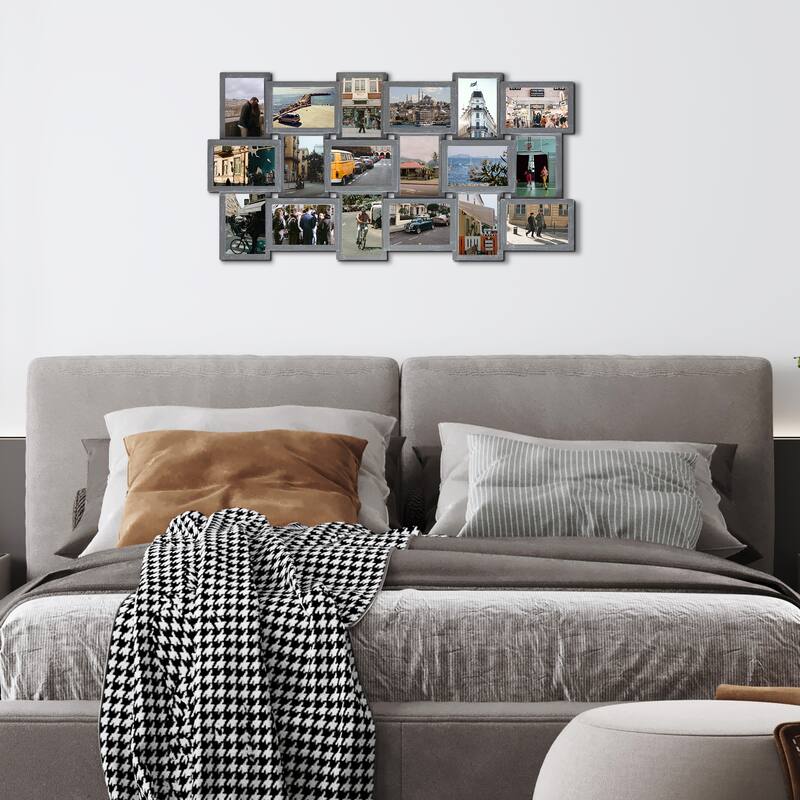 18 Openings Family Photo Frame 4x6 Picture Frame Collage Large for Wall Decor - Grey