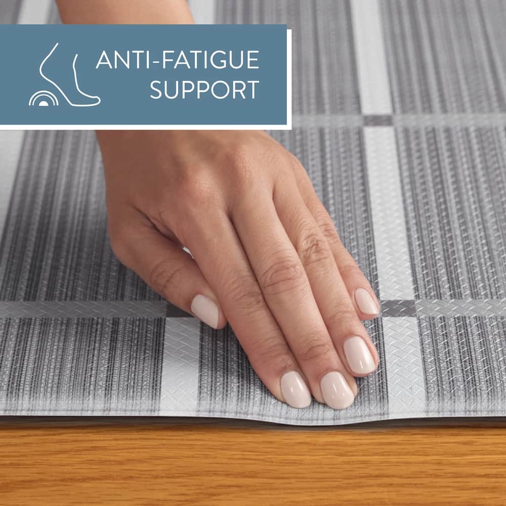 TOWN & COUNTRY BASICS Windowpane Plaid Anti Fatigue Kitchen Mat Non-Slip Backing