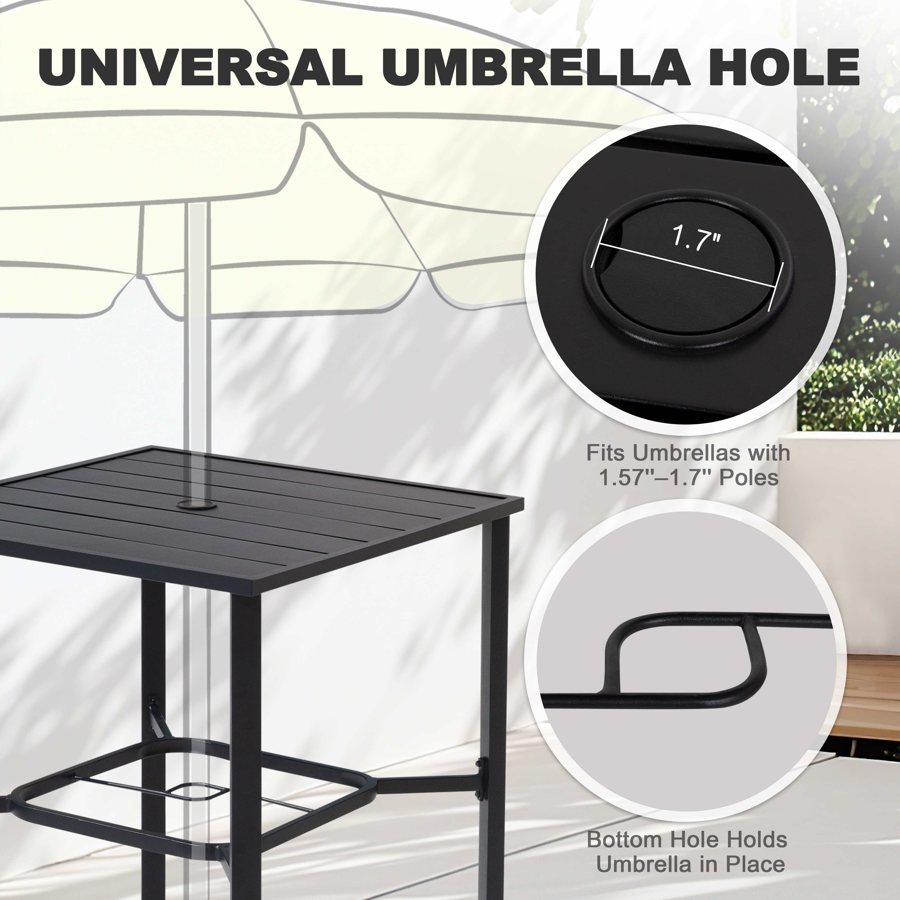 black and white checkered patio umbrella California Umbrella 8.5 ft. White Aluminum Market Push Lift Pagoda Patio  Umbrella in Black and Natural Pacifica SMPT852174PD-0408-SA