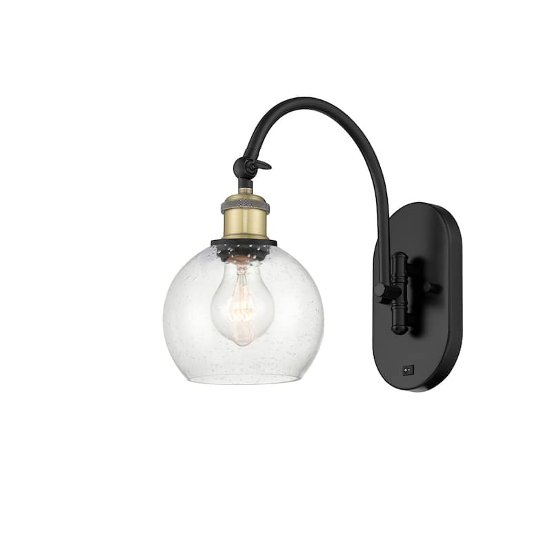 Innovations Lighting 518-1W-12-6 Athens Sconce Athens 12" Tall Wall - Black Antique Brass / Seedy