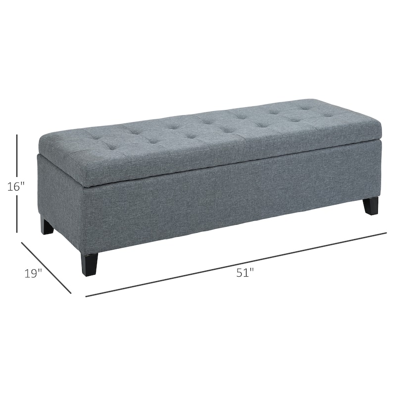 Porch & Den Holmden 51-inch Fabric Tufted Storage Ottoman Bench - Grey