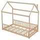 preview thumbnail 27 of 48, Twin Size Solid Wood House Bed with Guardrails for Toddlers