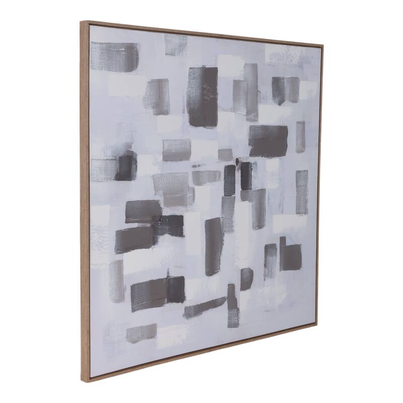 Wood Canvas Wall Art Handpainted Patches - 40" Brown/Ivory