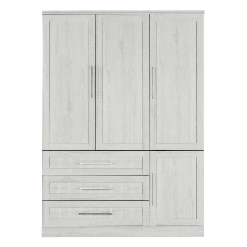 Four Door Wardrobe Armoire Closet with Three Drawers for Stylish and Convenient Storage Solutions