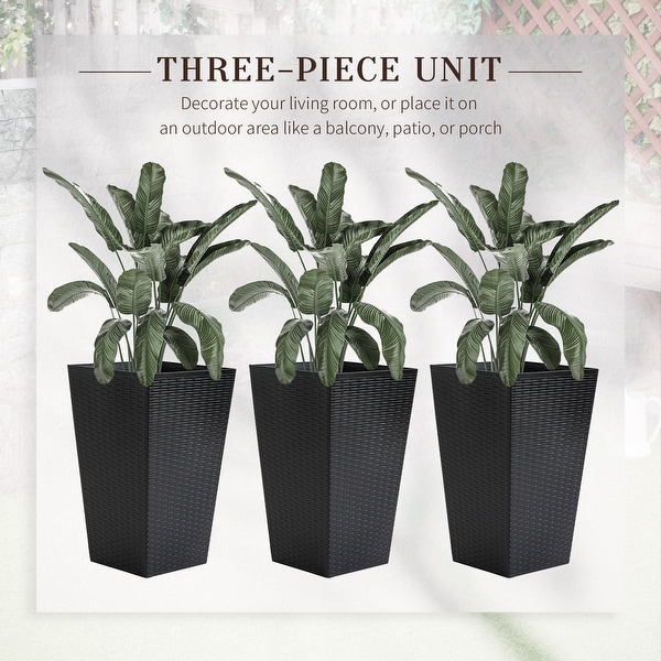 Outsunny Set of 3 Tall Planters, Outdoor & Indoor Flower Pot Set