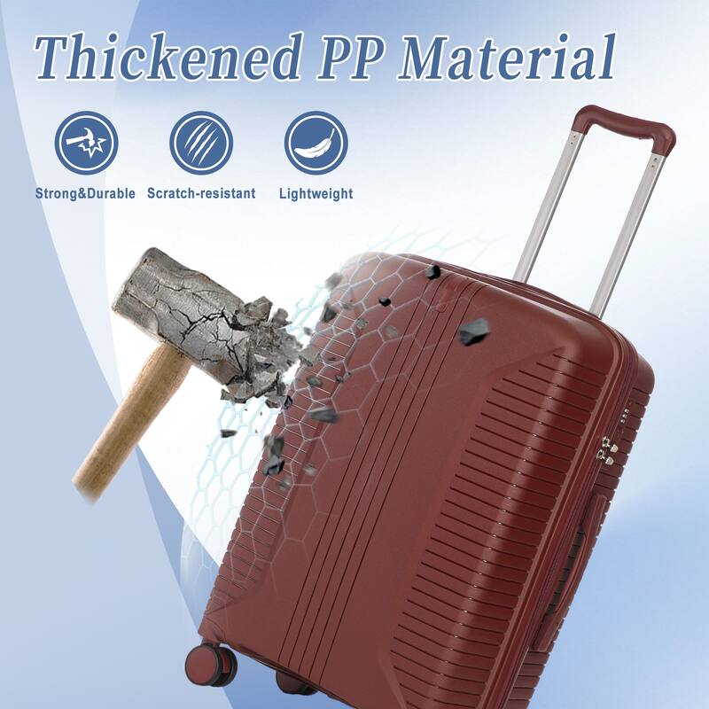 3-Piece, Modern Luggage Sets, Multi-functional Luggage with Spinner Spinner and Combination Lock, for Boarding Travel, Red