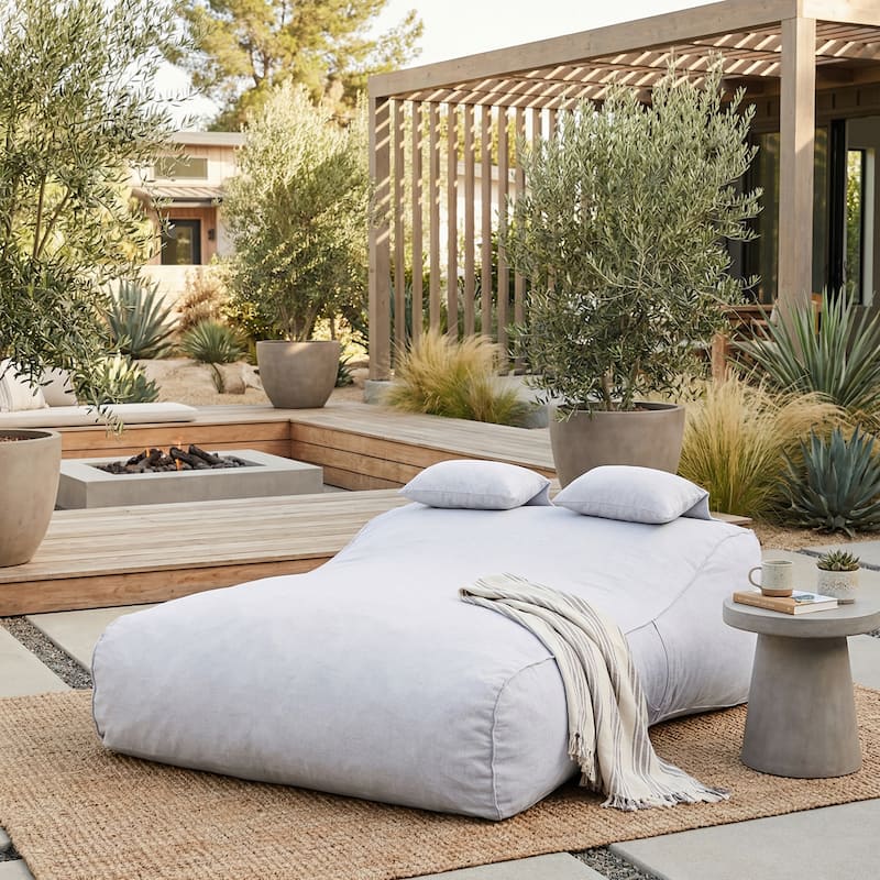 Christopher Knight Home - Lemoore Casual Outdoor Upholstered Bean Bag Daybed - Grey