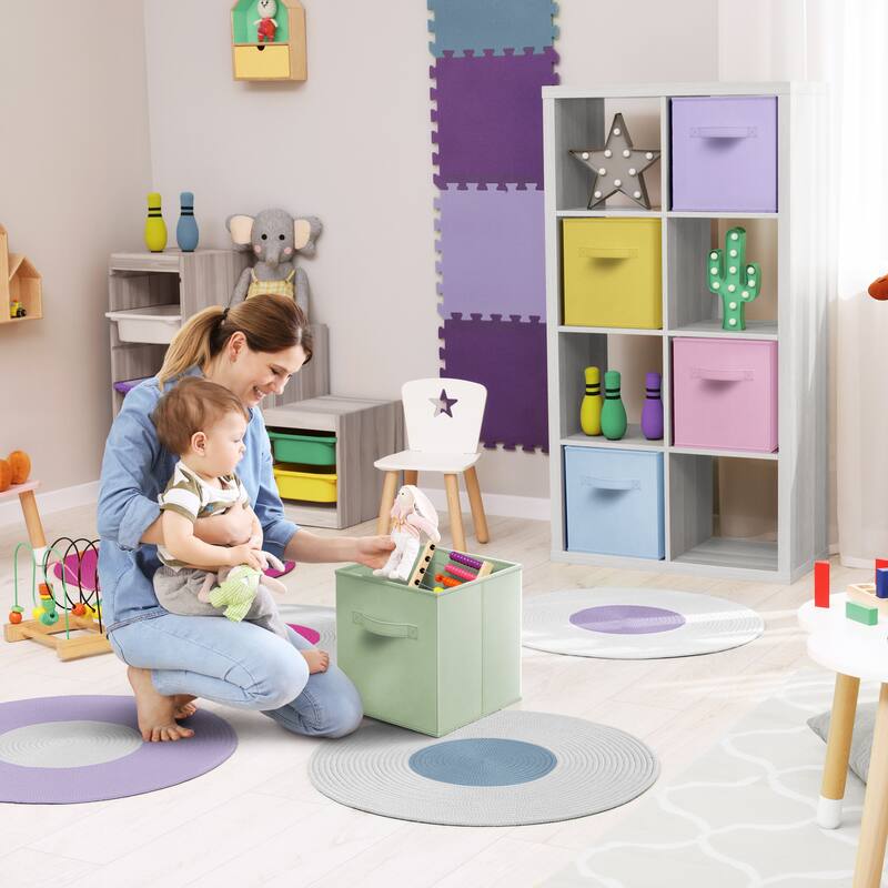 Sorbus Fabric Storage Bins 11" Foldable Cubes Multicolored With Handles For Pantry, Cubbies, Toy And Closet Organization- 8Pk