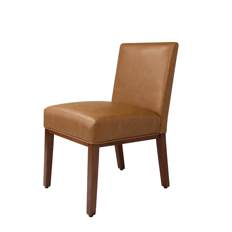 Jan Dining Chair with Espresso Wood Legs, Caramel Brown Faux Leather