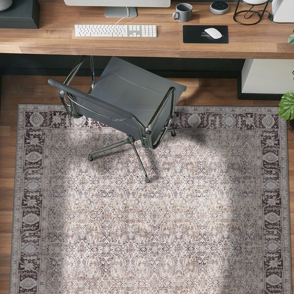 World Rug Gallery Vintage Washable Traditional Non-Slip Area Rug