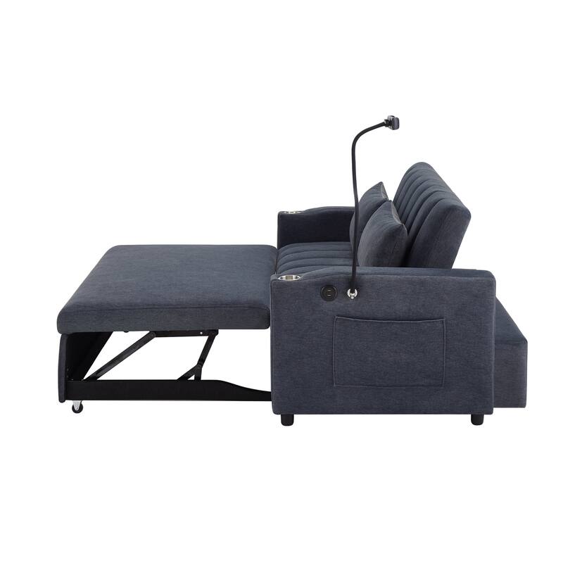 55.9" Convertible Sofa Bed Loveseat Sofa with Three USB Ports