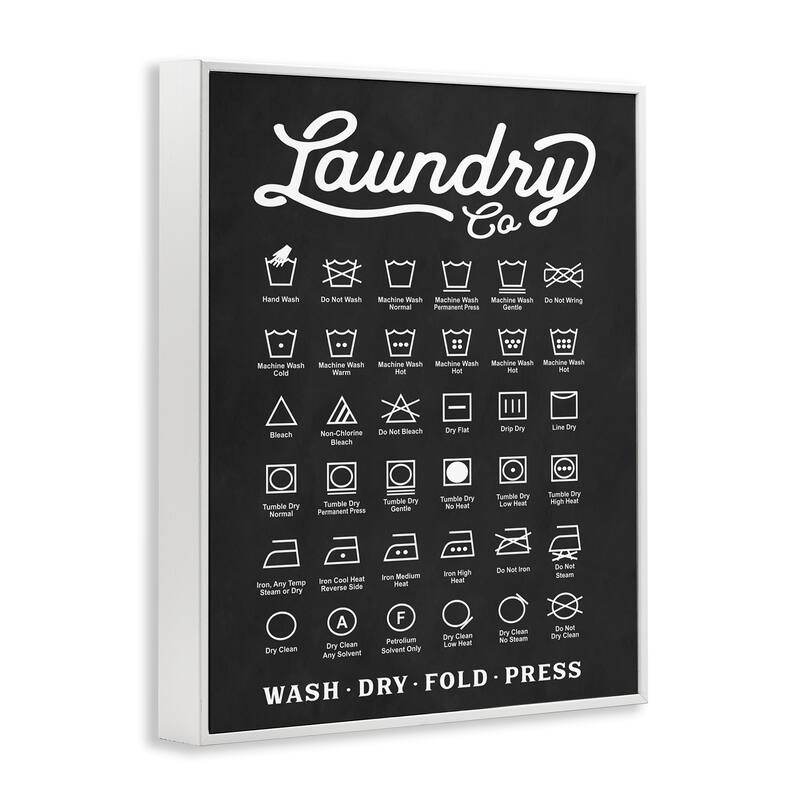 Stupell Laundry Business Symbols Chart Simple Shapes Framed Giclee Texturized Art by Lettered and Lined