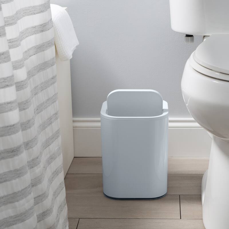Bath Bliss 8L Acrylic Waste Bin in Grey - 7.5"x 7.5"x 10"