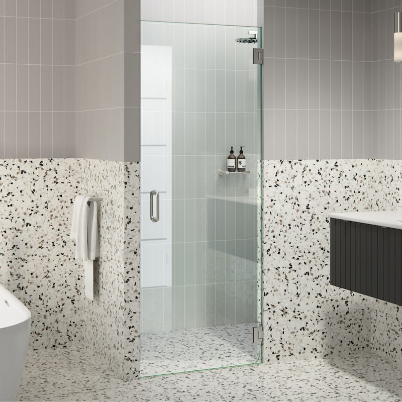Albedo 28 in. W x 78 in. H Fully Frameless Hinged Shower Door - Width Adj 28.375 - 28.775