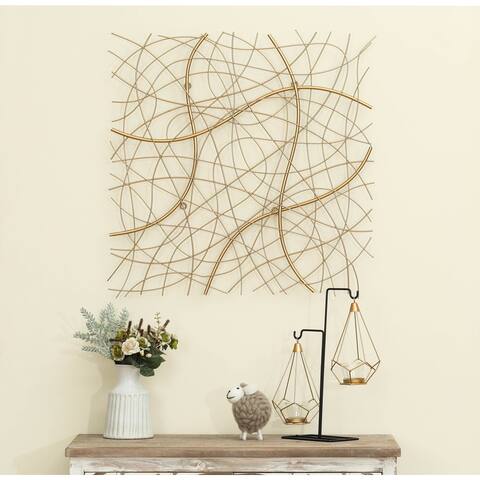 26.4" Square Gold Abstract Metal Wall Decor
