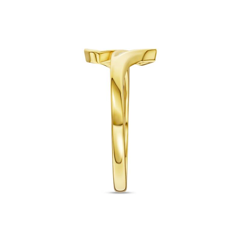 1/20ct TDW Diamond Cluster Bypass Ring in 10k Yellow Gold for Women