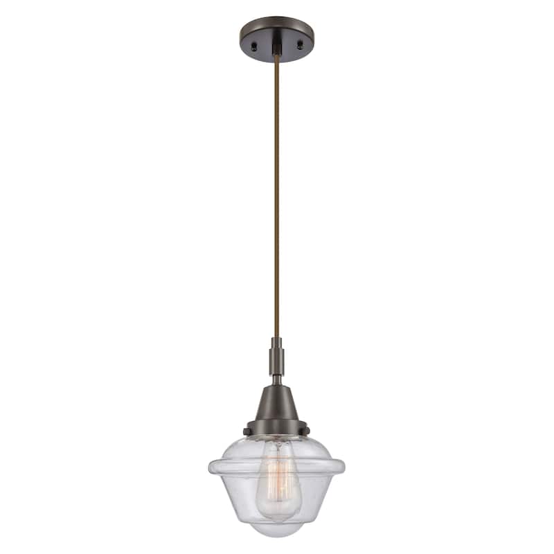 Innovations Lighting Downtown Urban - Caden Oxford - 1 Light 7" Cord Hung Mini Pendant - Oil Rubbed Bronze/Seedy Shade