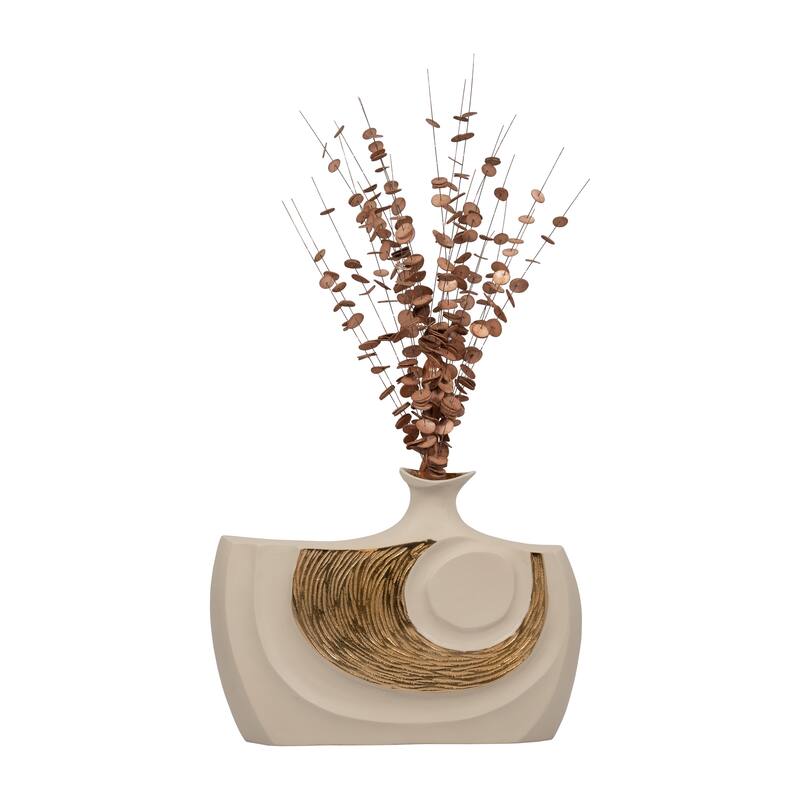 Sagebrook Home Metal Gold/Nude Rectangle Embossed Swirl Vase