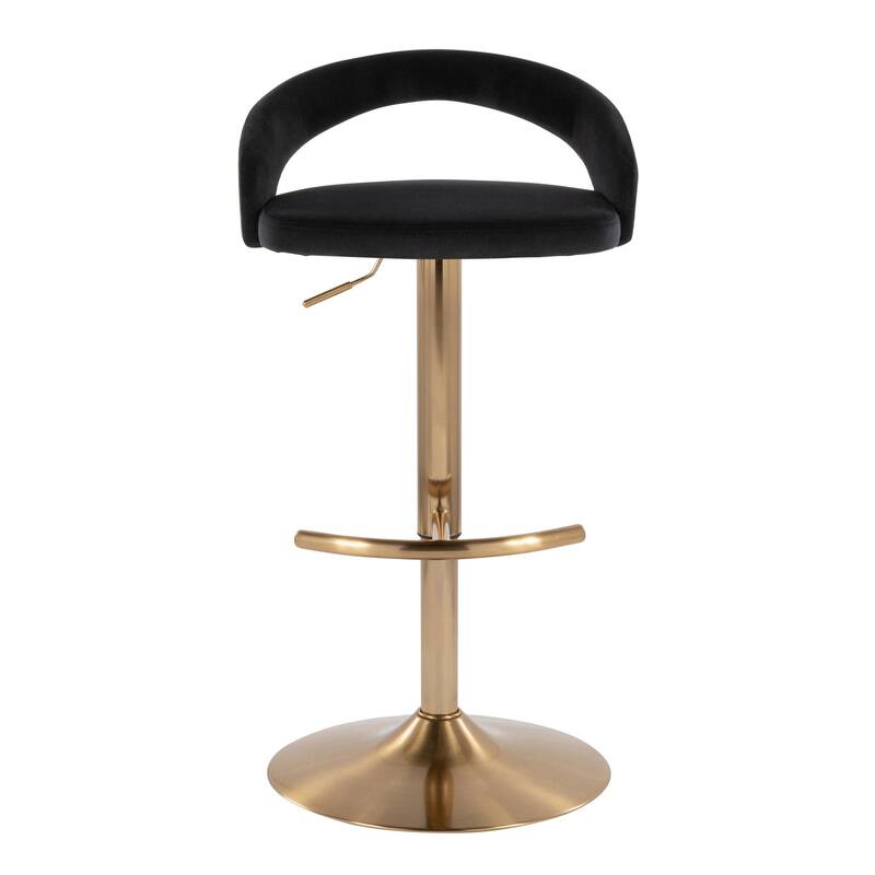 Grotto Upholstered Adjustable Barstool with Gold Base
