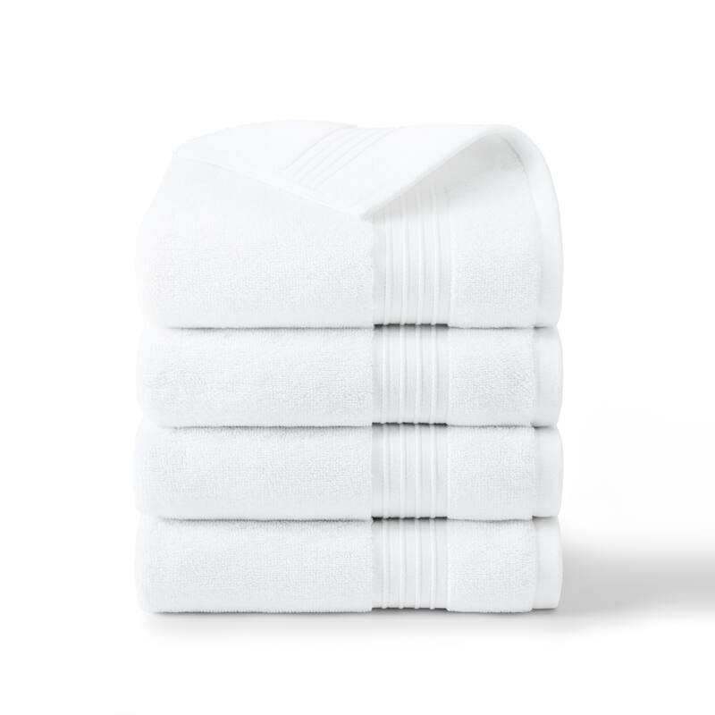 TOWN & COUNTRY EVERYDAY 4-Piece Solid Dobby Border Hand Towel Set - 20"x30"