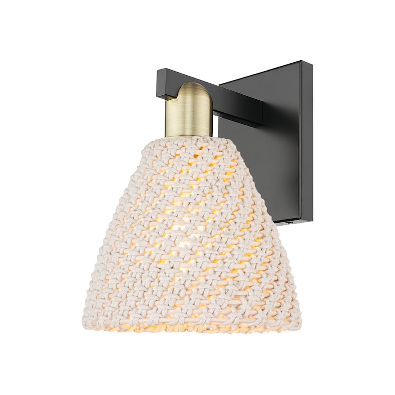 Innovations Lighting 716-1W-11-8 Natural Ballston Dome Sconce Natural - Black Antique Brass / Natural