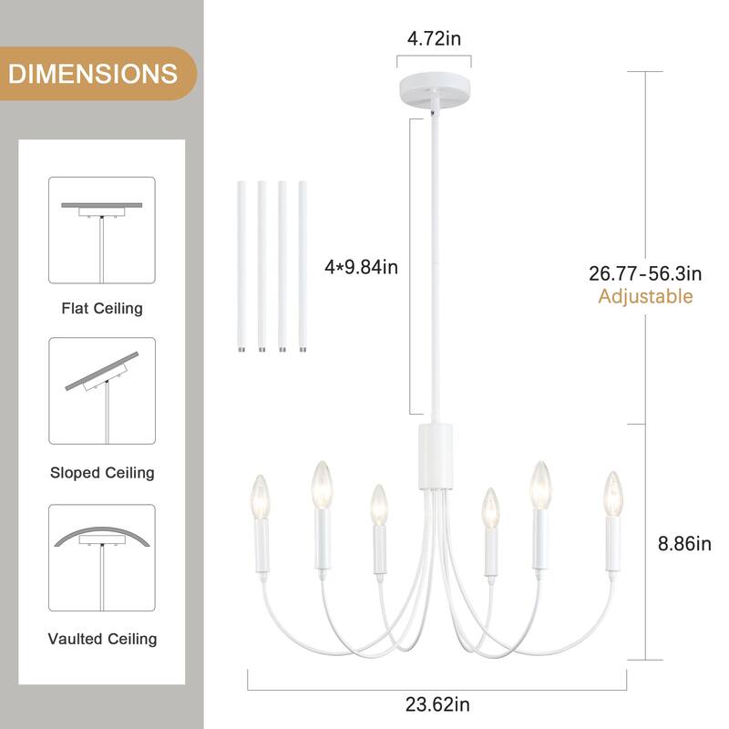 6-Light Modern Candlestick Hanging Linear Chandelier Lighting Island Chandelier for Kitchen Island