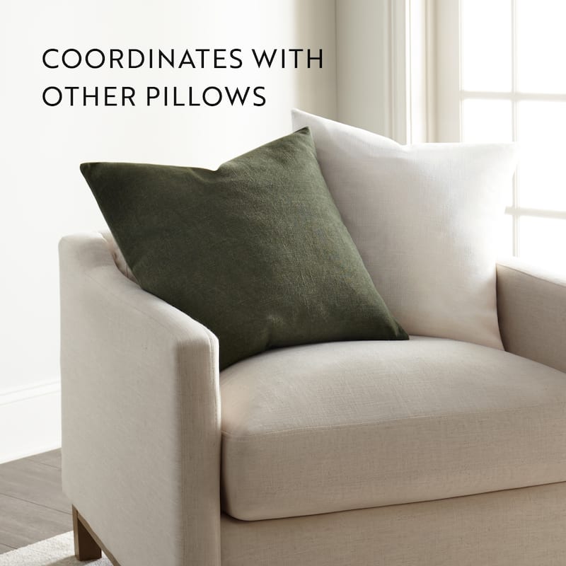 Washed and Distressed Cotton Decor Throw Pillow in Stone Washed