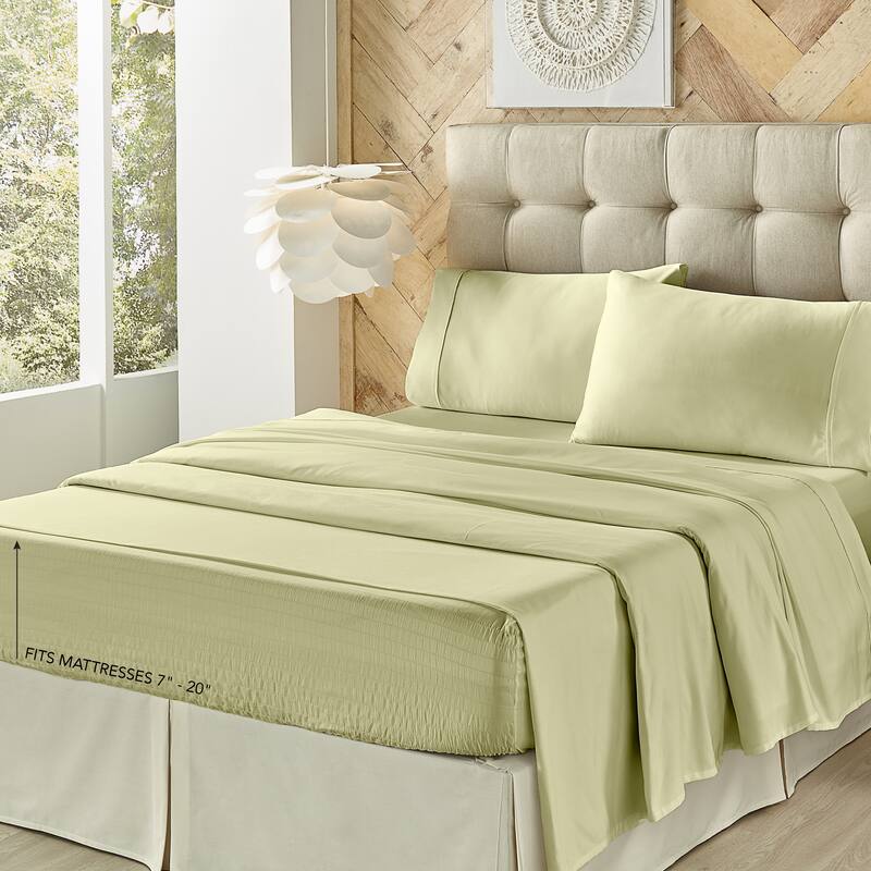 Royal Court Royal Fit Plush Microfiber 4 Piece Bed Sheet Set - Sage - Full