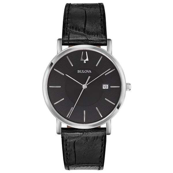 black leather strap watch for men