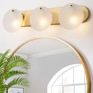 Modern Gold 3-Light Vanity Light Frosted Glass Bathroom Fixture