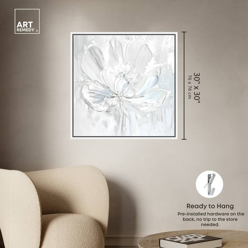 Art Remedy Off-White Magnolia II Framed Floral Fine 1 Piece Canvas Wall Art