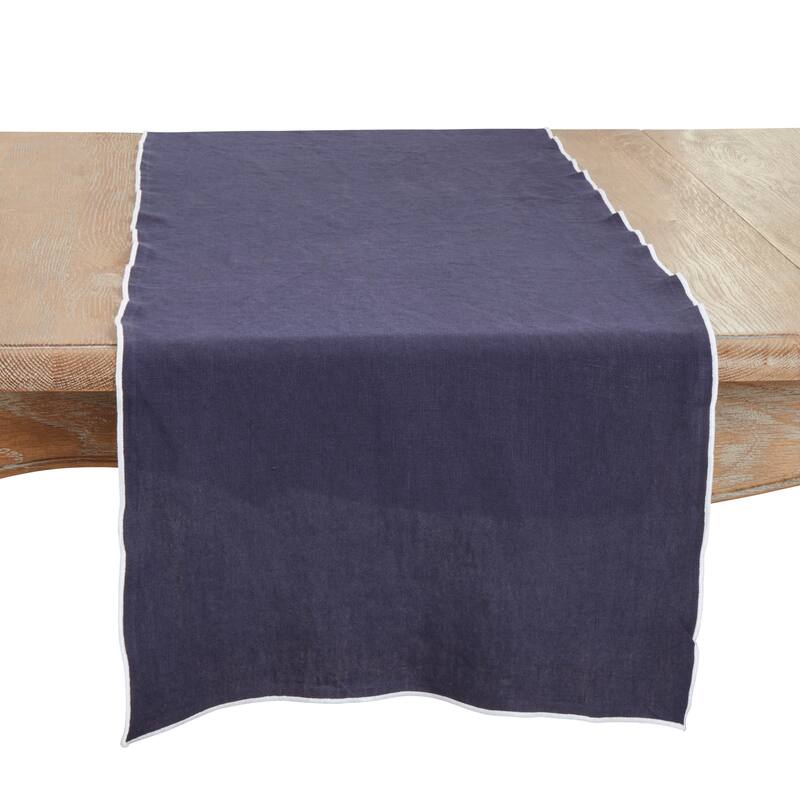 Stonewashed Stitched Edge Table Runner - 16"x72" - Midnight Blue