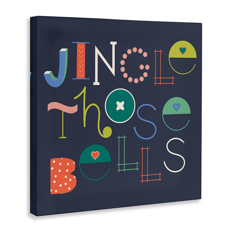Stupell Eclectic Jingle Bells Phrase Canvas Wall Art Design By Sazerelli Designs