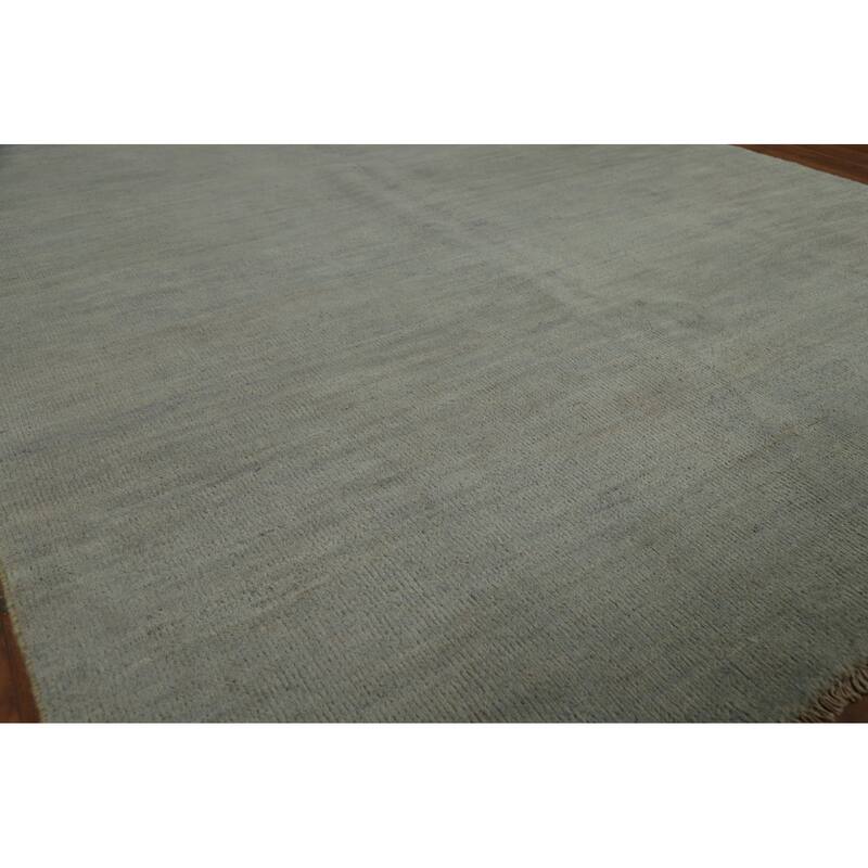 Modern Gabbeh Oriental Rug Hand-Knotted Solid Wool Carpet - 5'7" x 6'7"