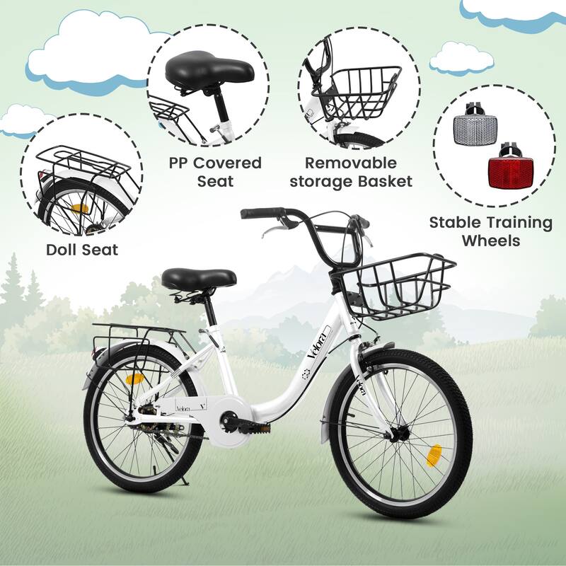 20 Inch Kids Bike for Boys & Girls, Children's Bicycle with Coaster Brake & V-Brake, 1-Speed, Chain Guard & Rear Rack