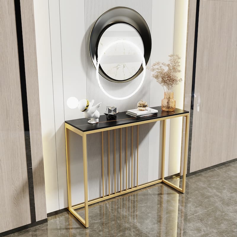 47" Long Narrow Console Tables Sintered Stone for Entryway Sofa Table - L 47" x W 12" x H 31"
