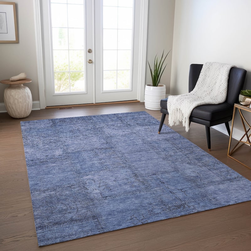 Machine Washable Indoor/ Outdoor Chantille Boho Traditional Rug - Blue - 8' x 10'