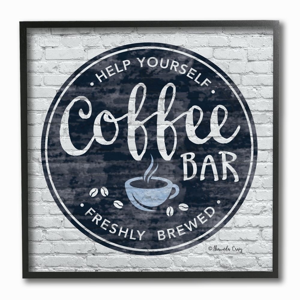 Stupell Industries Urban Coffee Bar Brick Patterned Cafe Sign Framed Wall Art 12x12 Blue On Sale Overstock