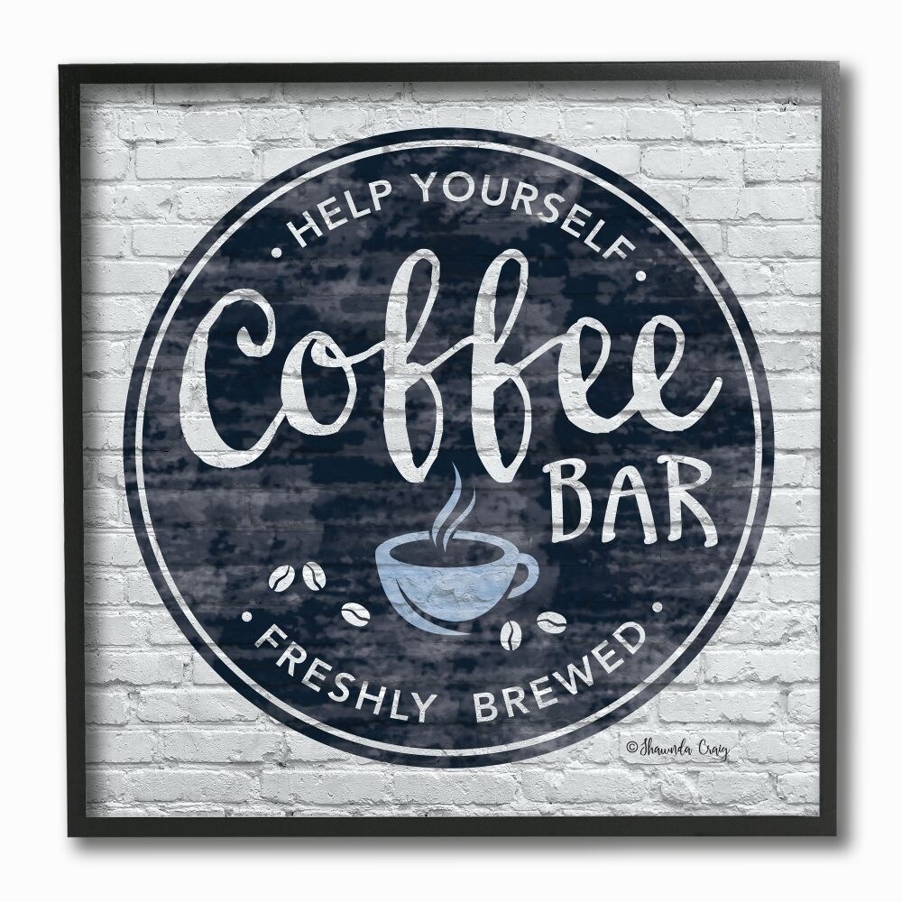 Stupell Industries Urban Coffee Bar Brick Patterned Cafe Sign Framed Wall Art 12x12 Blue On Sale Overstock