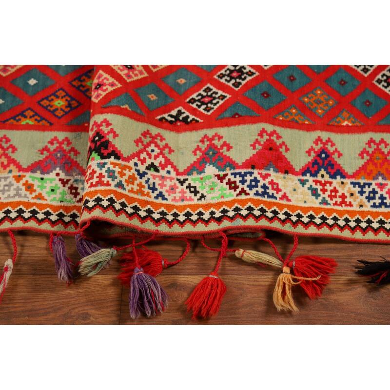 Pre-1900 Antique Vegetable Dye Kilim Persian Runner Rug - 3'2"x 17'1"